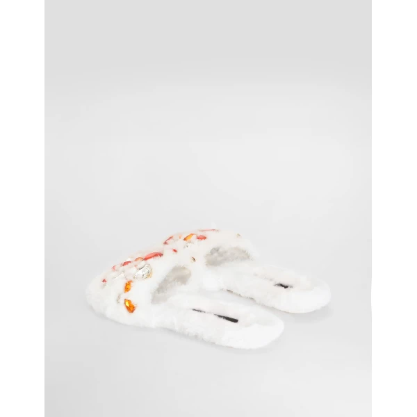Flat faux-fur slippers - Image 3