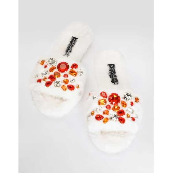 Flat faux-fur slippers - Image 4