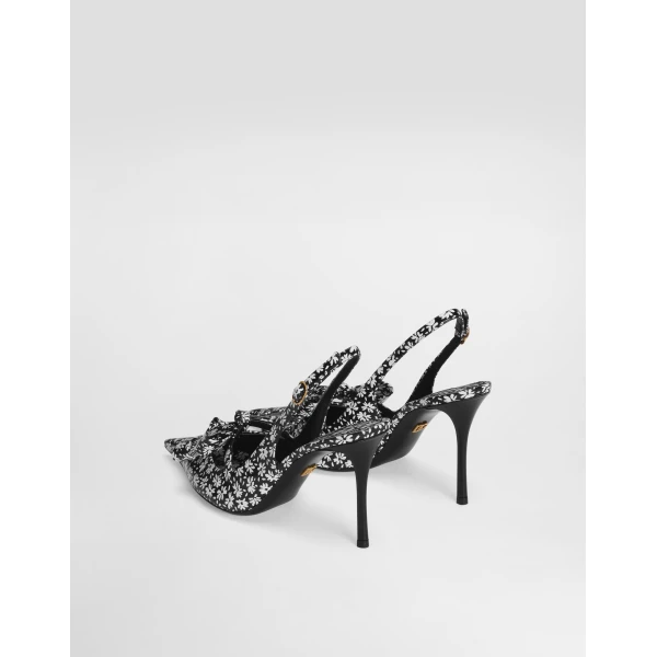 Floral-print calfskin slingback - Image 3