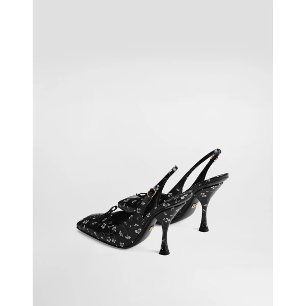 Floral-print calfskin slingback - Image 3