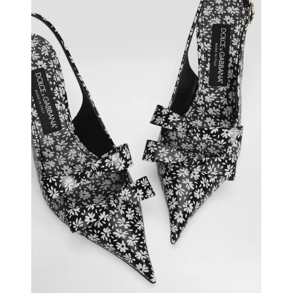 Floral-print calfskin slingback - Image 4
