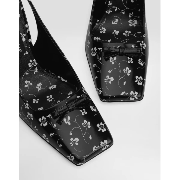 Floral-print calfskin slingback - Image 4