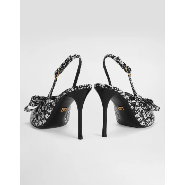 Floral-print calfskin slingback - Image 5
