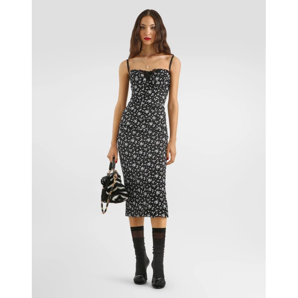 Floral-print charmeuse dress - Image 2