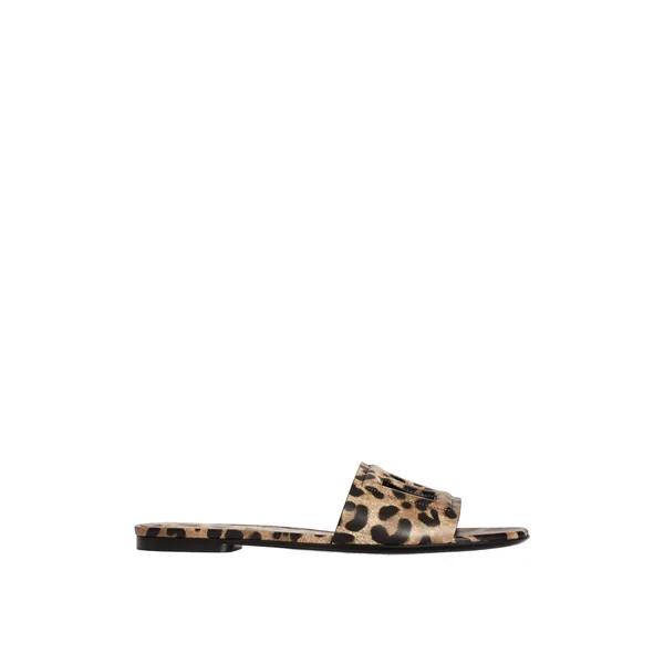 Dolce & Gabbana Leo-print calfskin flat slides