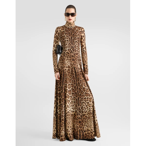 Leo-print charmeuse dress - Image 2