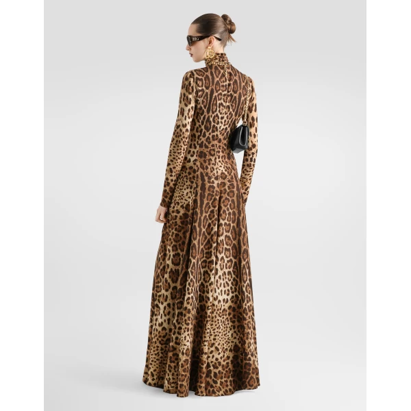 Leo-print charmeuse dress - Image 3