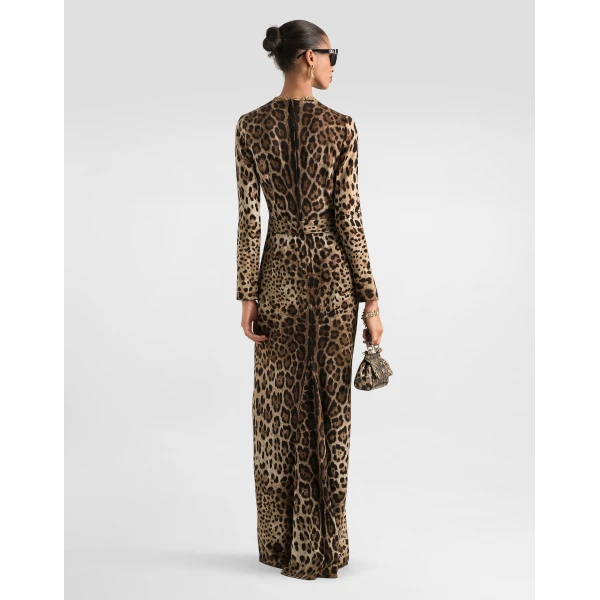 Leo-print charmeuse dress - Image 3