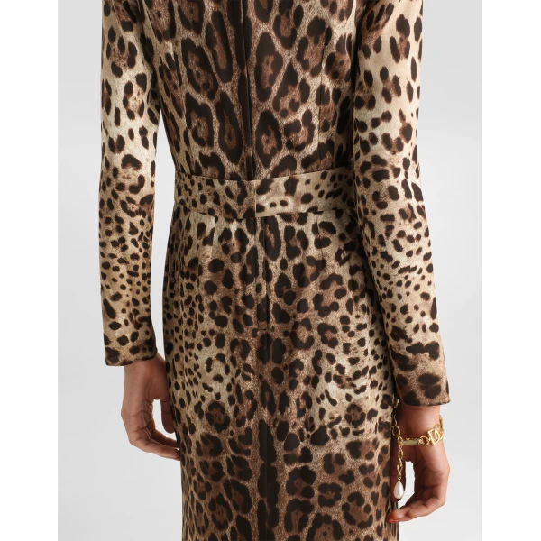 Leo-print charmeuse dress - Image 5