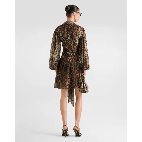 Leo-print chiffon dress - Image 3