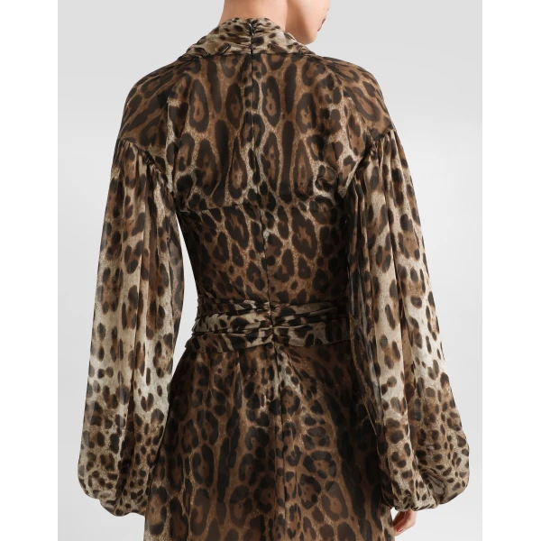 Leo-print chiffon dress - Image 5