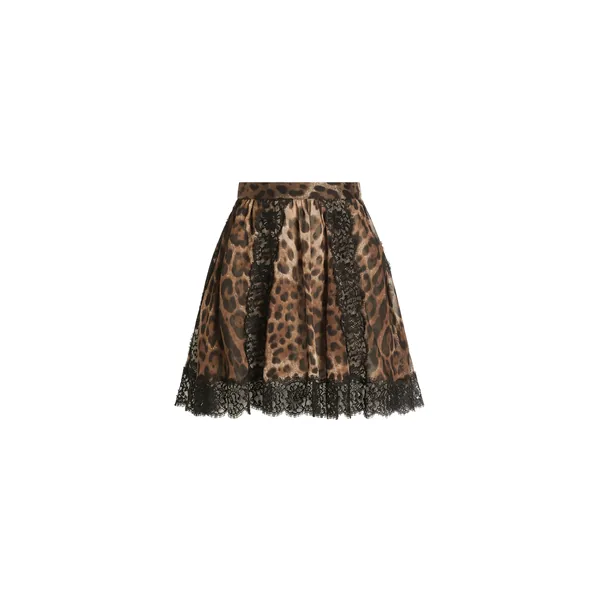 Leo-print chiffon skirt