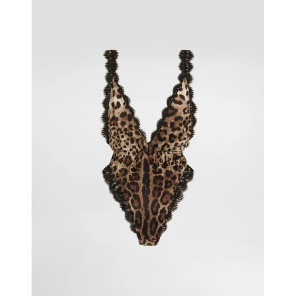 Leo-print satin bodysuit - Image 2