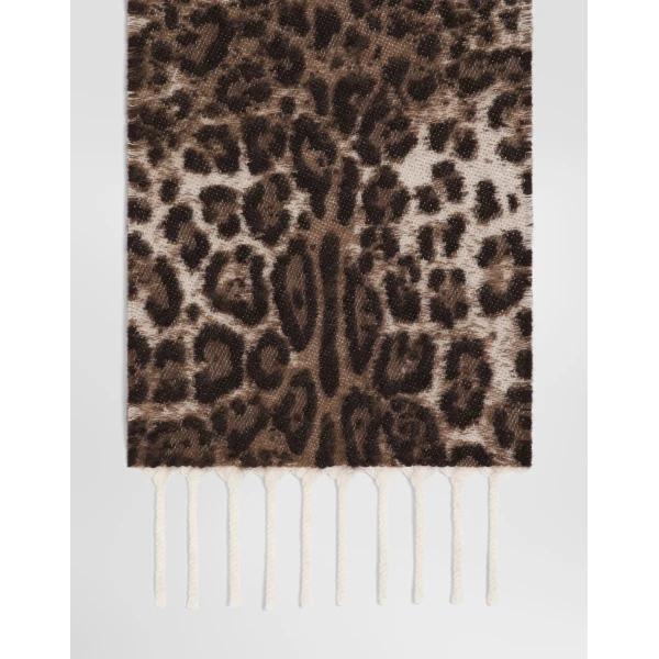 Leopard wool jacquard stole - Image 2