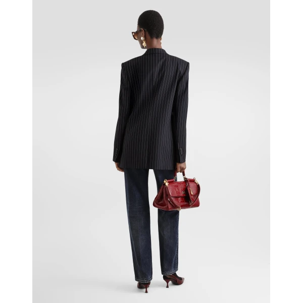 Linda double-breasted jacket in pinstripe wool - Image 3