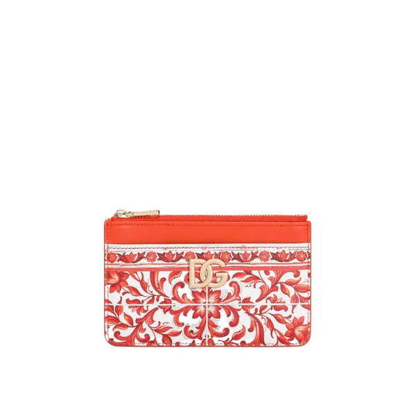 Majolica-print 3.5 calfskin card holder