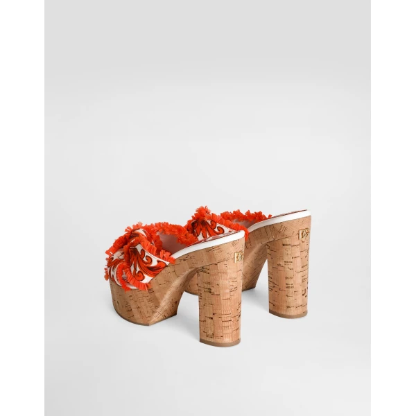 Majolica-print brocade clog sandals - Image 3
