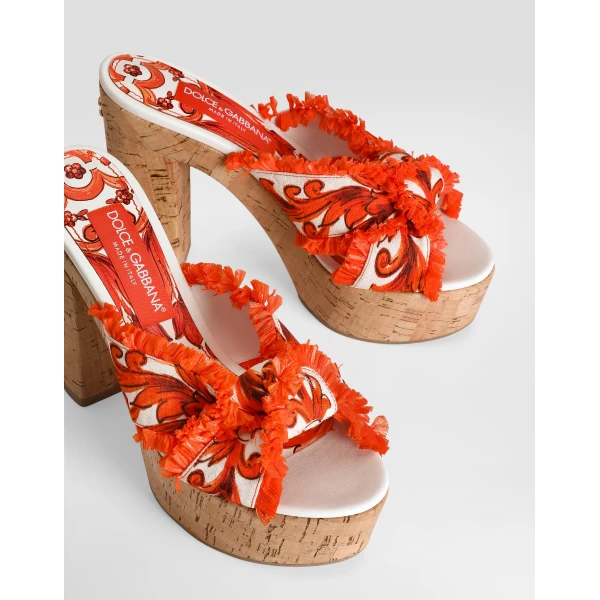 Majolica-print brocade clog sandals - Image 4