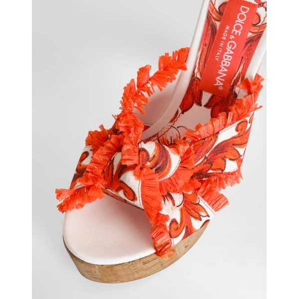 Majolica-print brocade clog sandals - Image 5