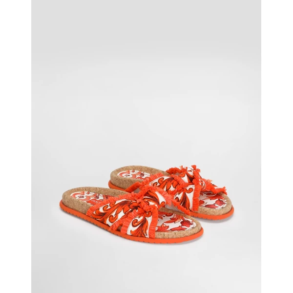 Majolica-print brocade flat slippers - Image 2