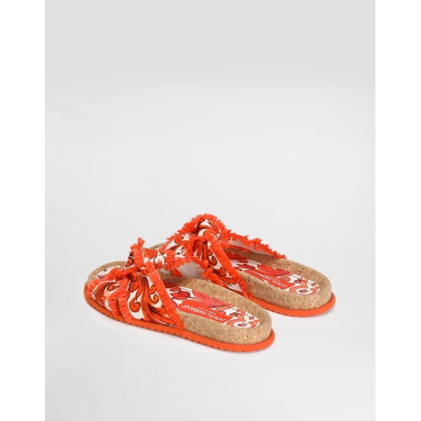 Majolica-print brocade flat slippers - Image 3