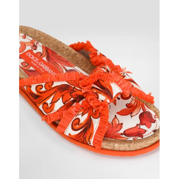Majolica-print brocade flat slippers - Image 4