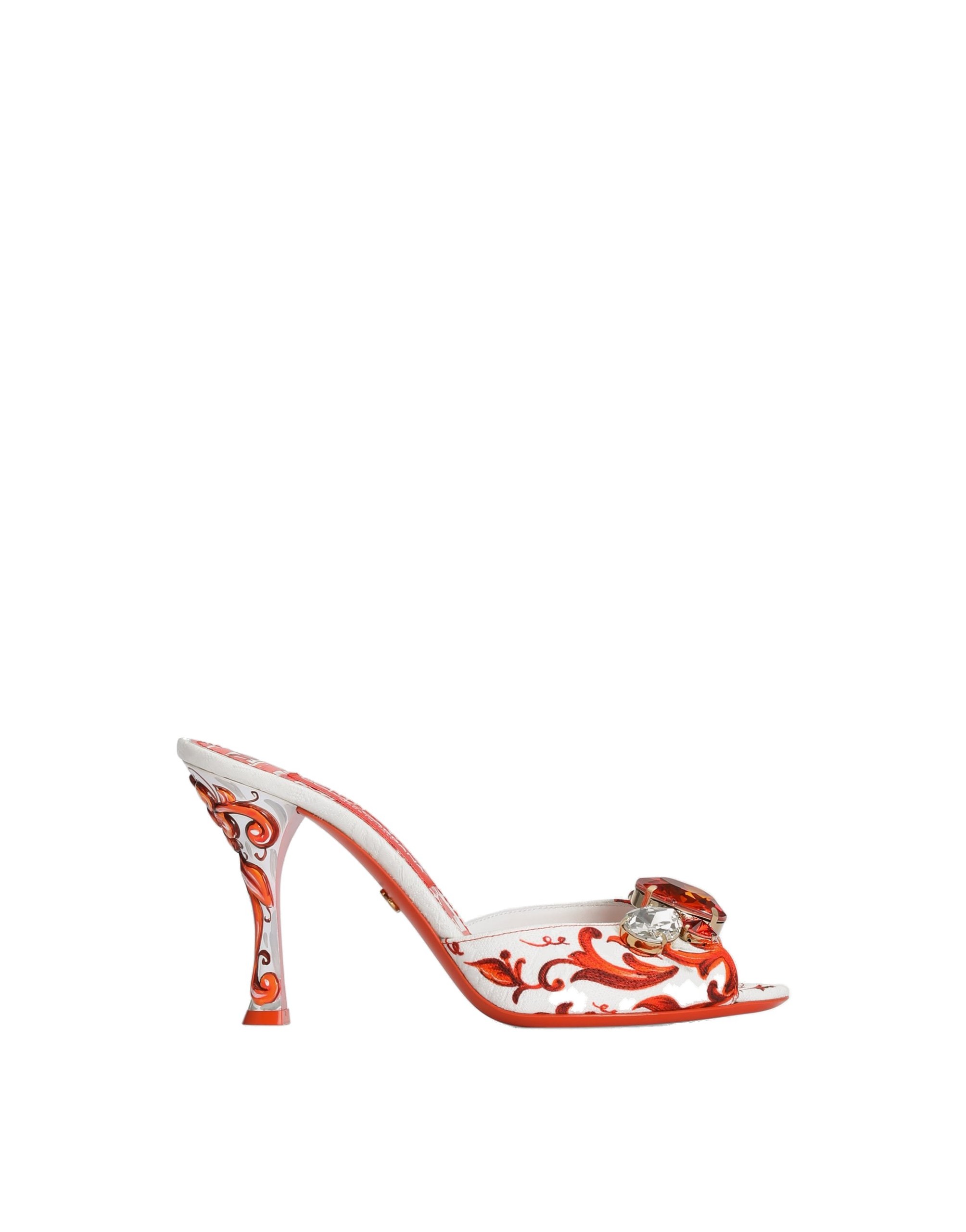 Dolce & Gabbana Majolica-print brocade mules with embroidery in Multicolour | Buy Shoes at Coveti Dolce & Gabbana Majolica-print brocade mules with embroidery