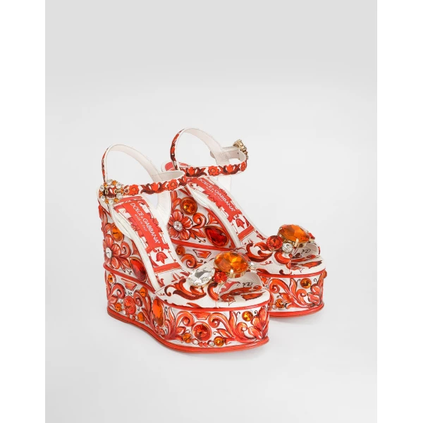 Majolica-print brocade sandals - Image 2