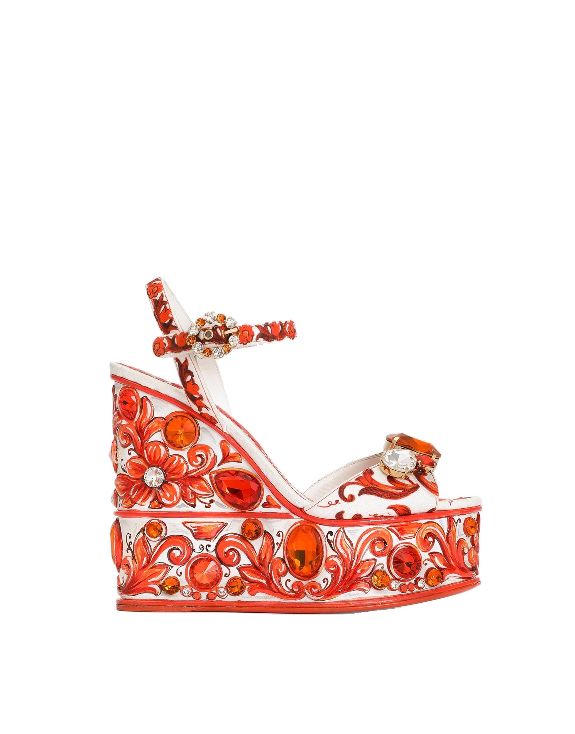 Dolce & Gabbana Majolica-print brocade sandals in Multicolour | Buy Shoes at Coveti Dolce & Gabbana Majolica-print brocade sandals