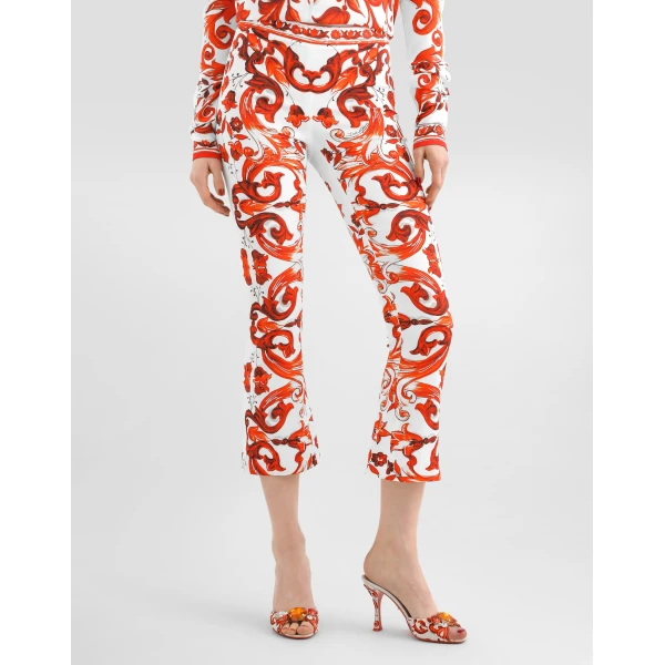 Majolica-print charmeuse trousers - Image 4