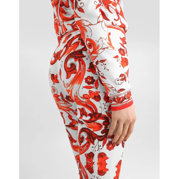 Majolica-print charmeuse trousers - Image 5