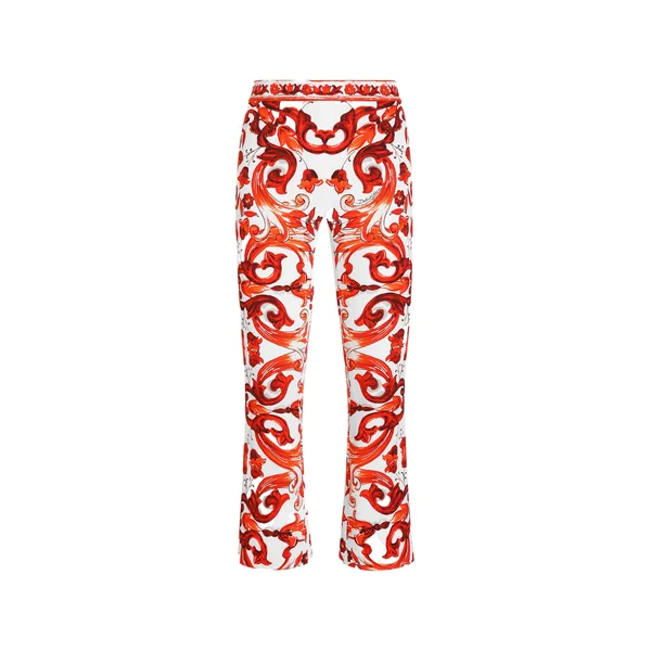 Majolica-print charmeuse trousers