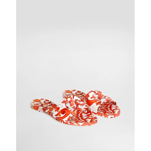 Majolica-print rubber beachwear slides - Image 2