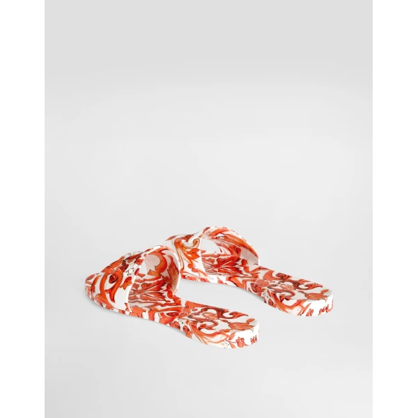 Majolica-print rubber beachwear slides - Image 3