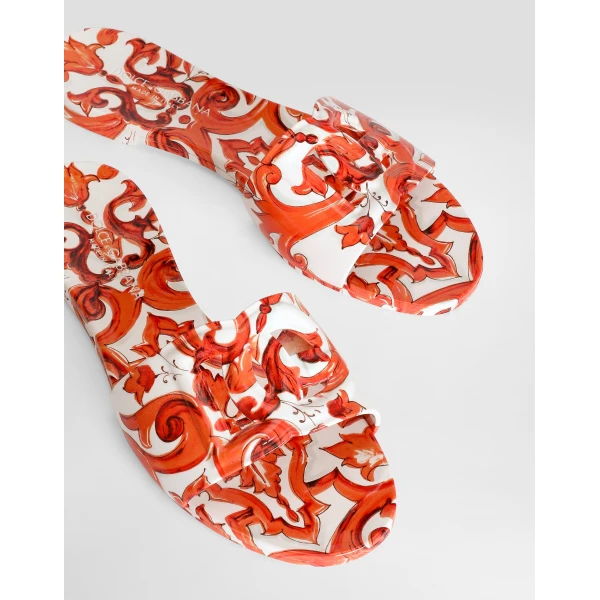 Majolica-print rubber beachwear slides - Image 4
