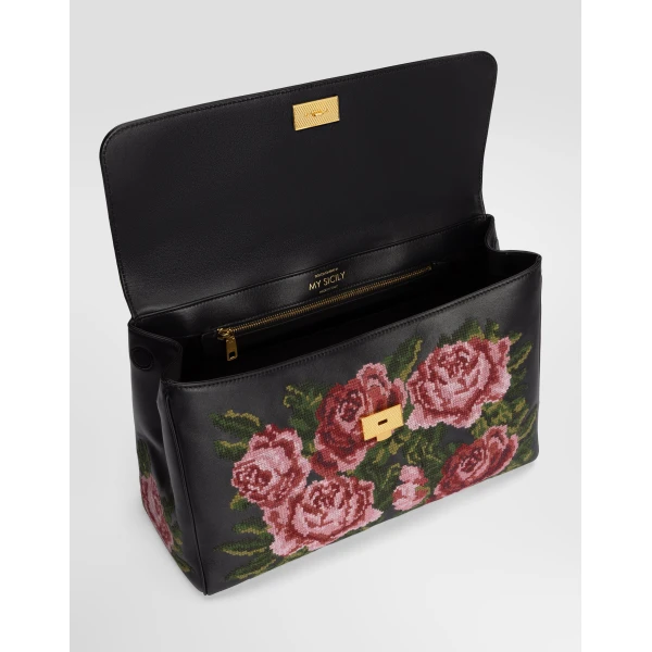 Maxi My Sicily handbag in fine stitch embroidery - Image 5