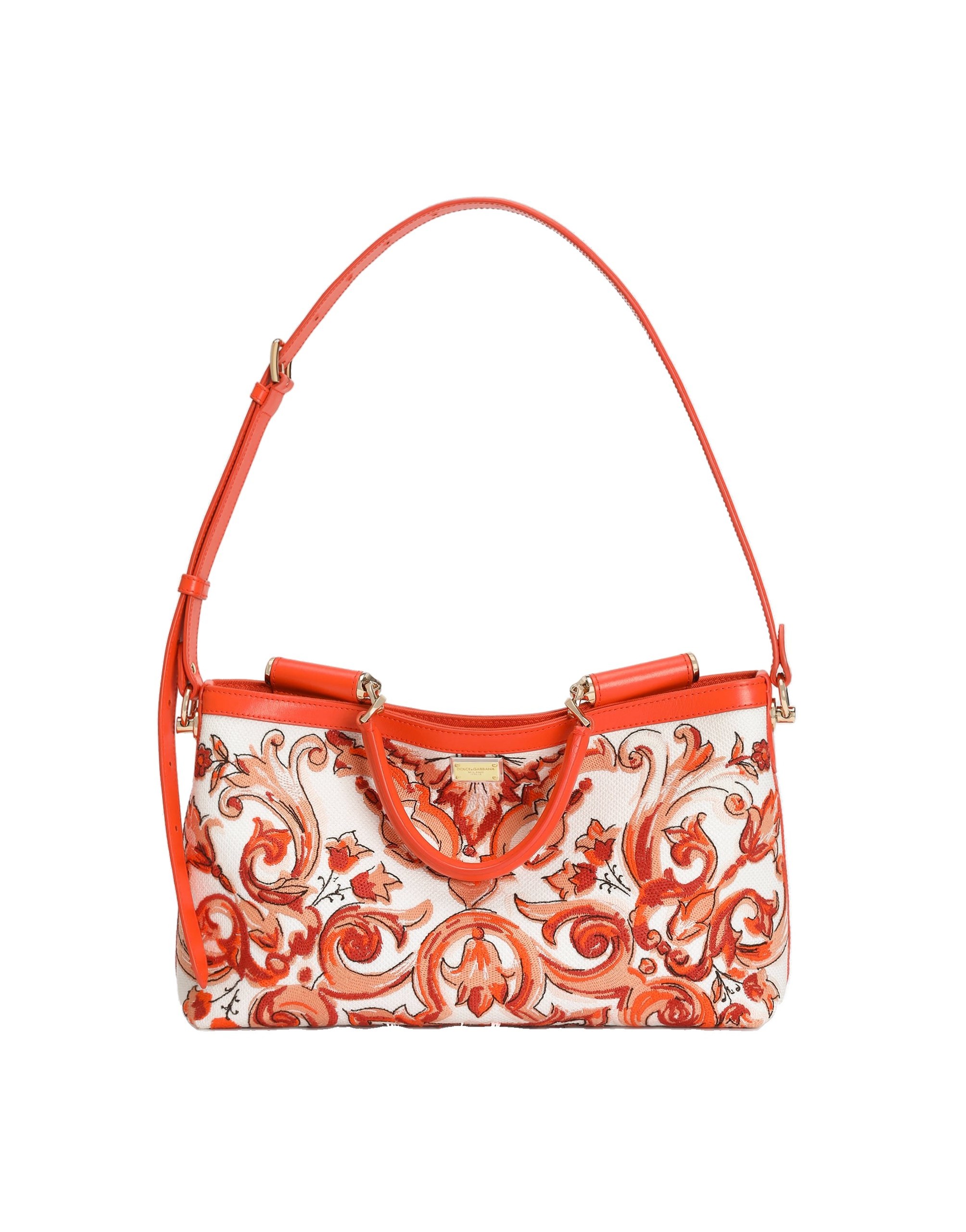Dolce & Gabbana Medium Vittoria handbag with majolica embroidery in Orange | Buy Bags at Coveti Dolce & Gabbana Medium Vittoria handbag with majolica embroidery