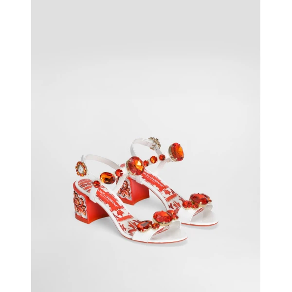 Patent leather sandals with embroidery - Image 2