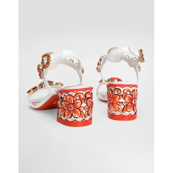 Patent leather sandals with embroidery - Image 4