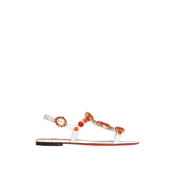 Dolce & Gabbana Patent leather sandals with embroidery
