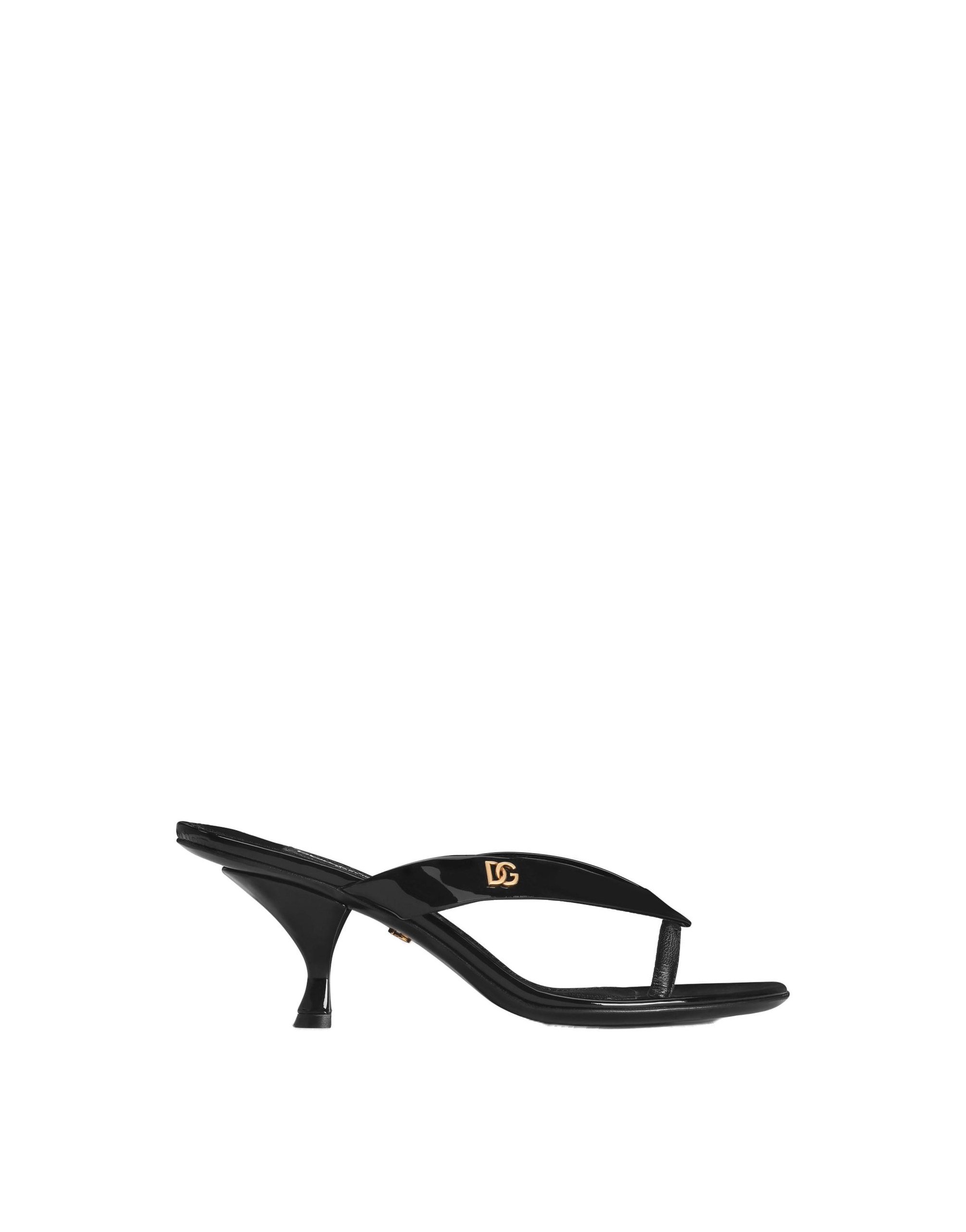 Dolce & Gabbana Patent leather thong sandal in Black | Buy Shoes at Coveti Dolce & Gabbana Patent leather thong sandal