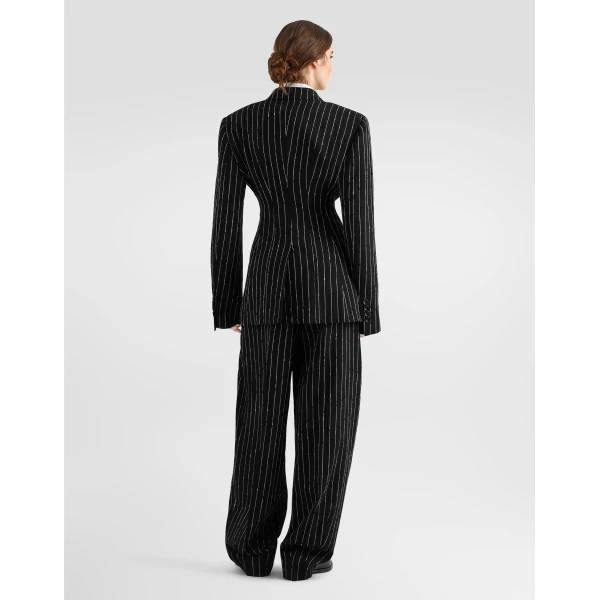 Pinstripe virgin wool trousers - Image 3