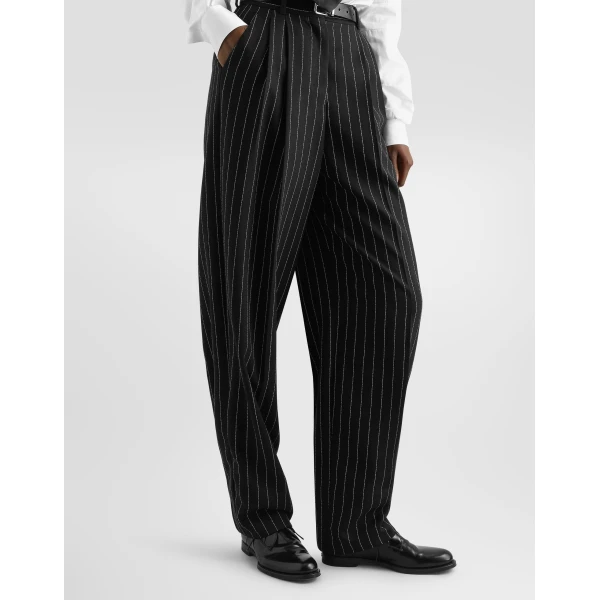 Pinstripe virgin wool trousers - Image 4
