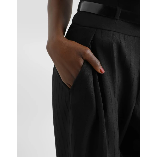 Pinstripe wool jacquard trousers - Image 4