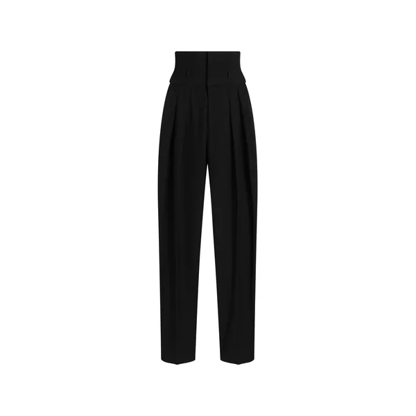 Pinstripe wool jacquard trousers