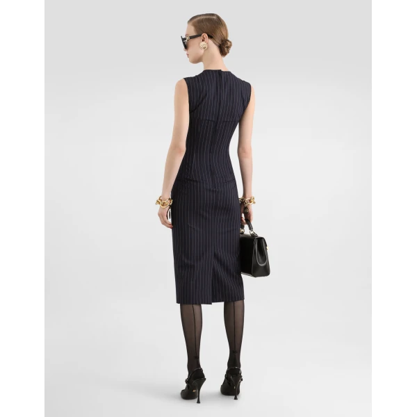 Pinstripe wool sheath dress - Image 3
