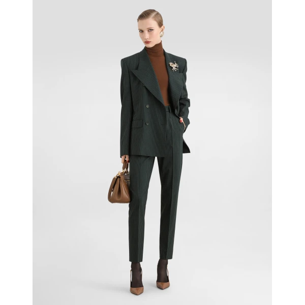 Pinstripe wool trousers - Image 2