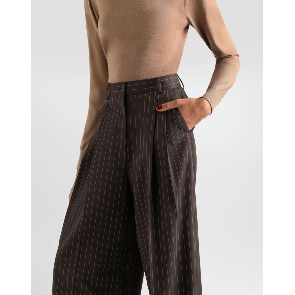 Pinstripe wool trousers - Image 4