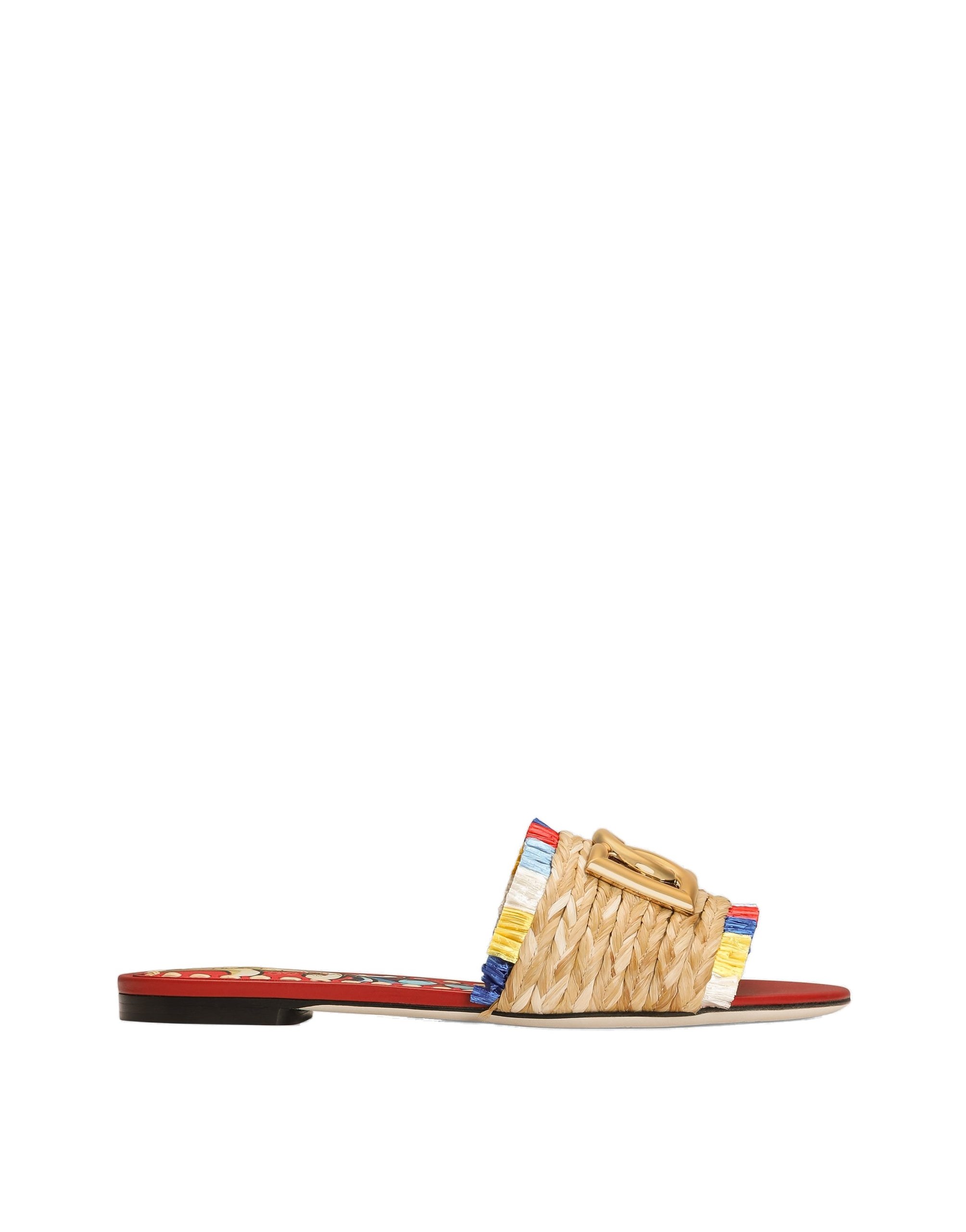 Dolce & Gabbana Raffia flat slides in Multicolour | Buy Shoes at Coveti Dolce & Gabbana Raffia flat slides