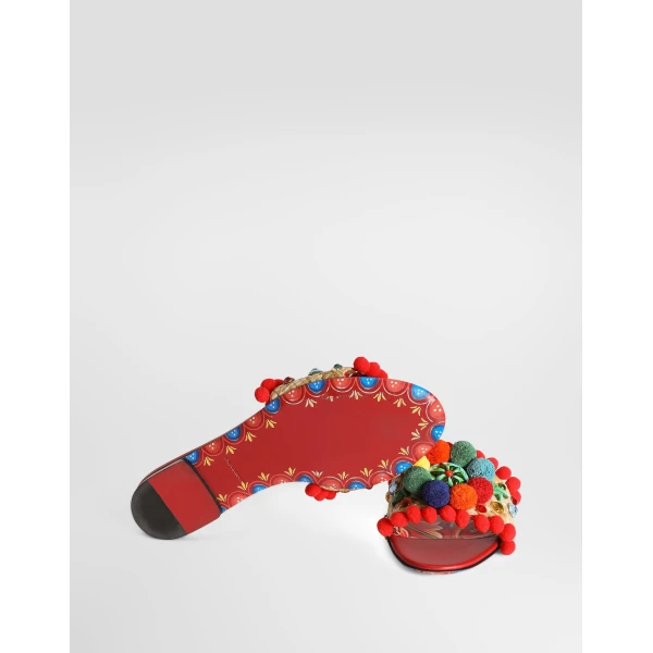 Raffia flat slides with embroidery - Image 5
